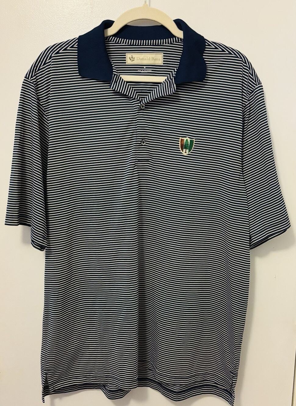 Donald Ross Pine Valley Golf Club Polo Shirt Men’s M Navy Stripe Embroidered